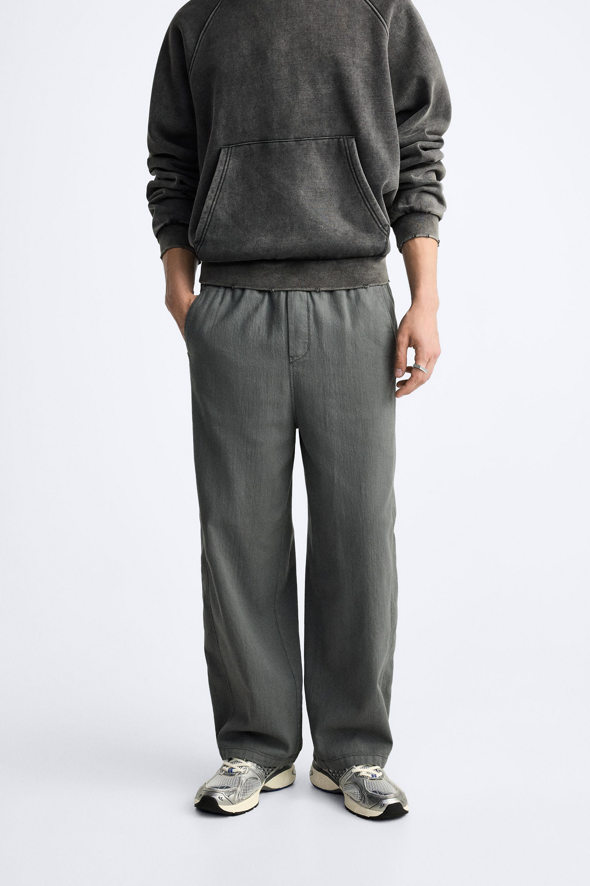 JOGGER WAIST COTTON TROUSERS Grey ZARA United Kingdom