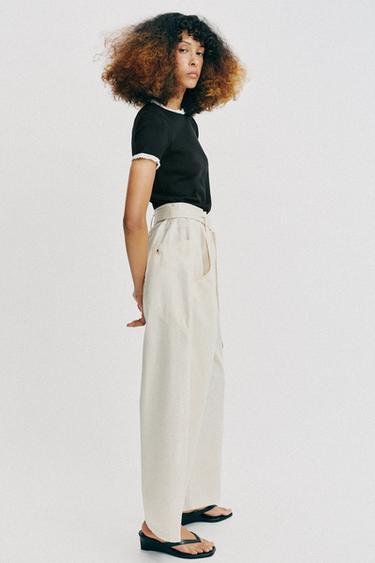 T-SHIRT MANCHES COURTES DENTELLE - Noir / Blanc de Zara - Image 3