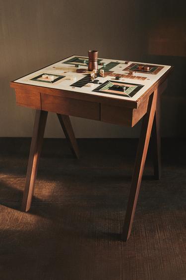 BIJZETTAFEL MET MARMEREN PARCHÍS BORD - DONKERBRUIN van Zara