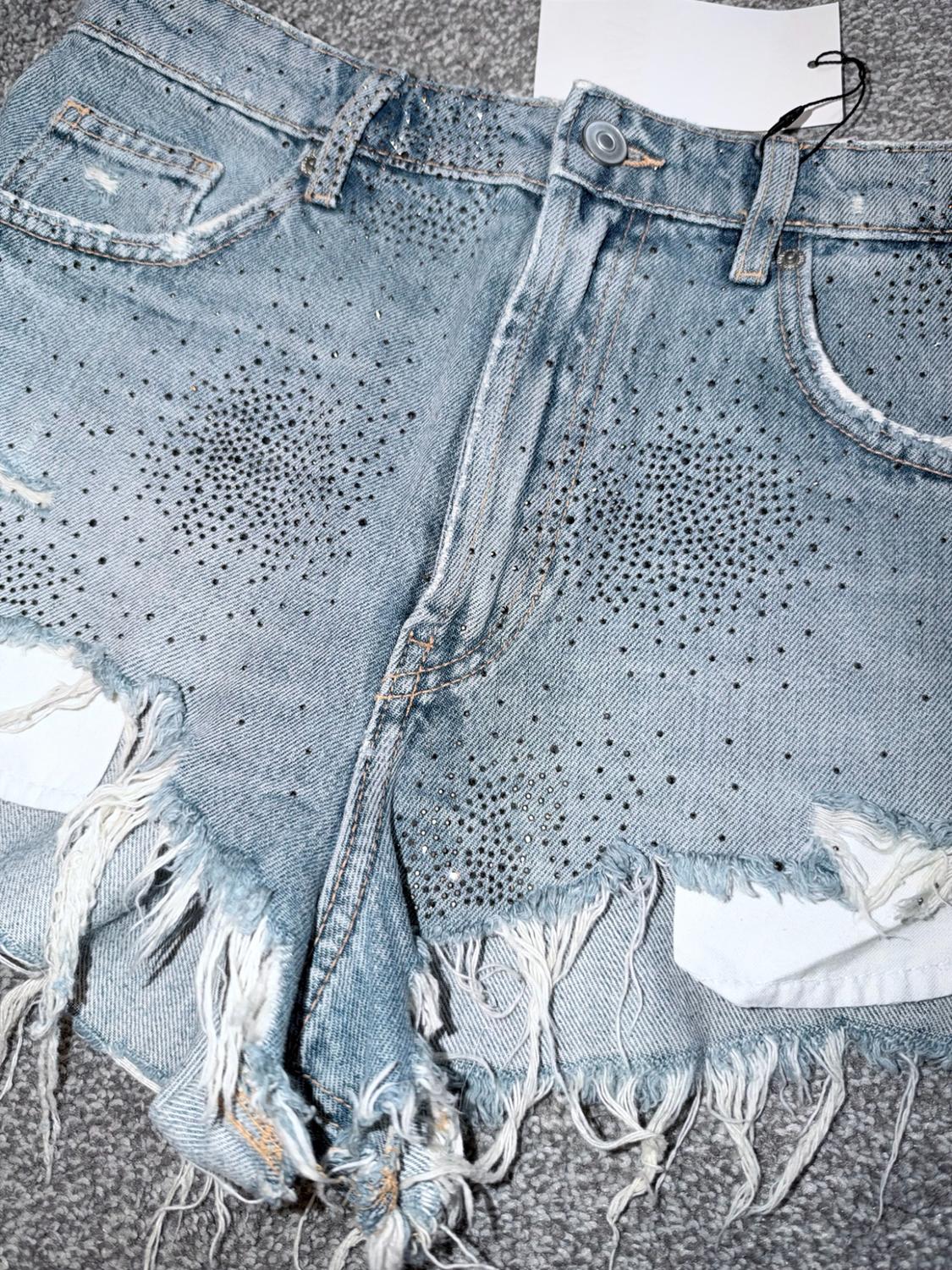 TRF HIGH-WAISTED CURVED DENIM SHORTS - Image 2