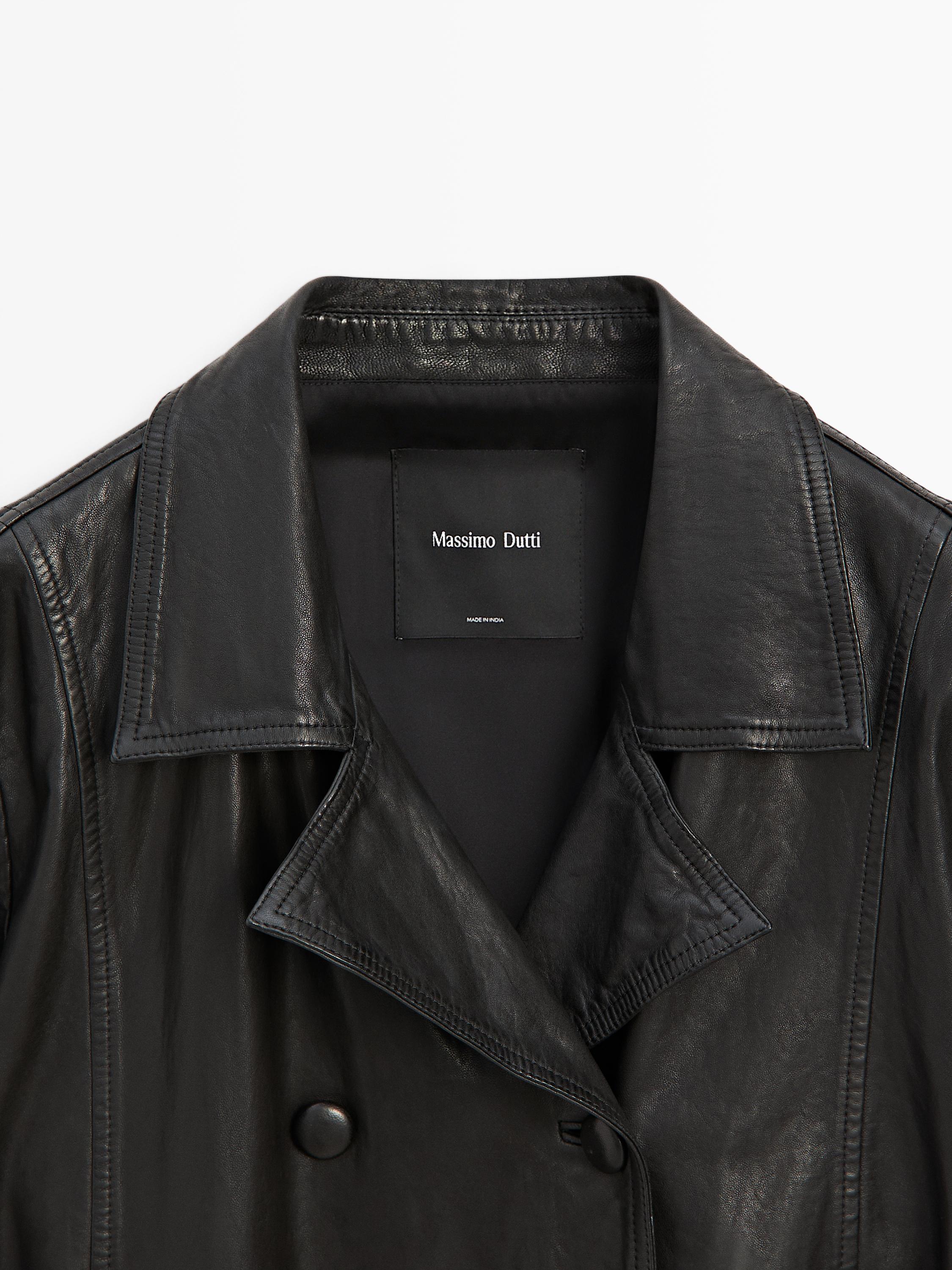Nappa leather jacket with belt detail