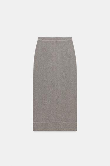 JUPE MI-LONGUE FLUIDE - Gris chiné de Zara - Image 4
