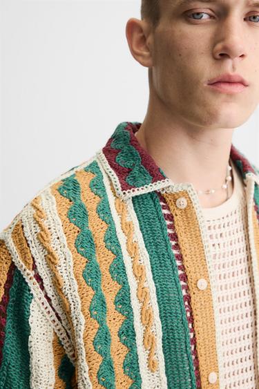 CHEMISE STRUCTURE CROCHET - Vert de Zara - Image 4