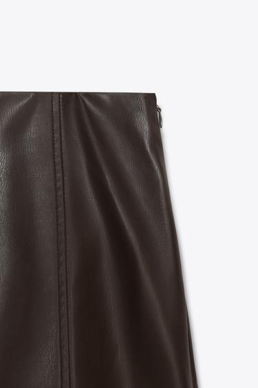Zara HIGH-WAISTED MINI SKIRT - Chocolate