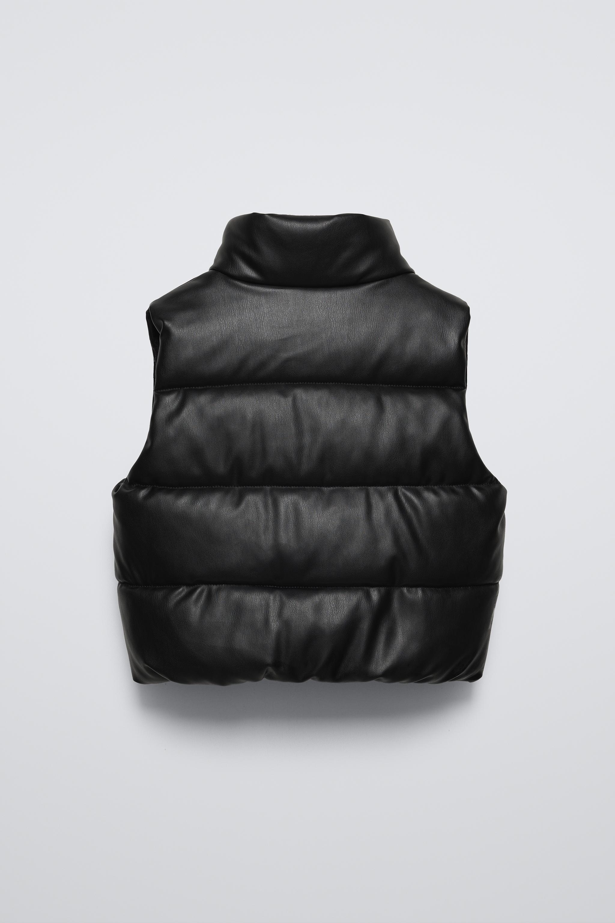 FAUX LEATHER PUFFER GILET