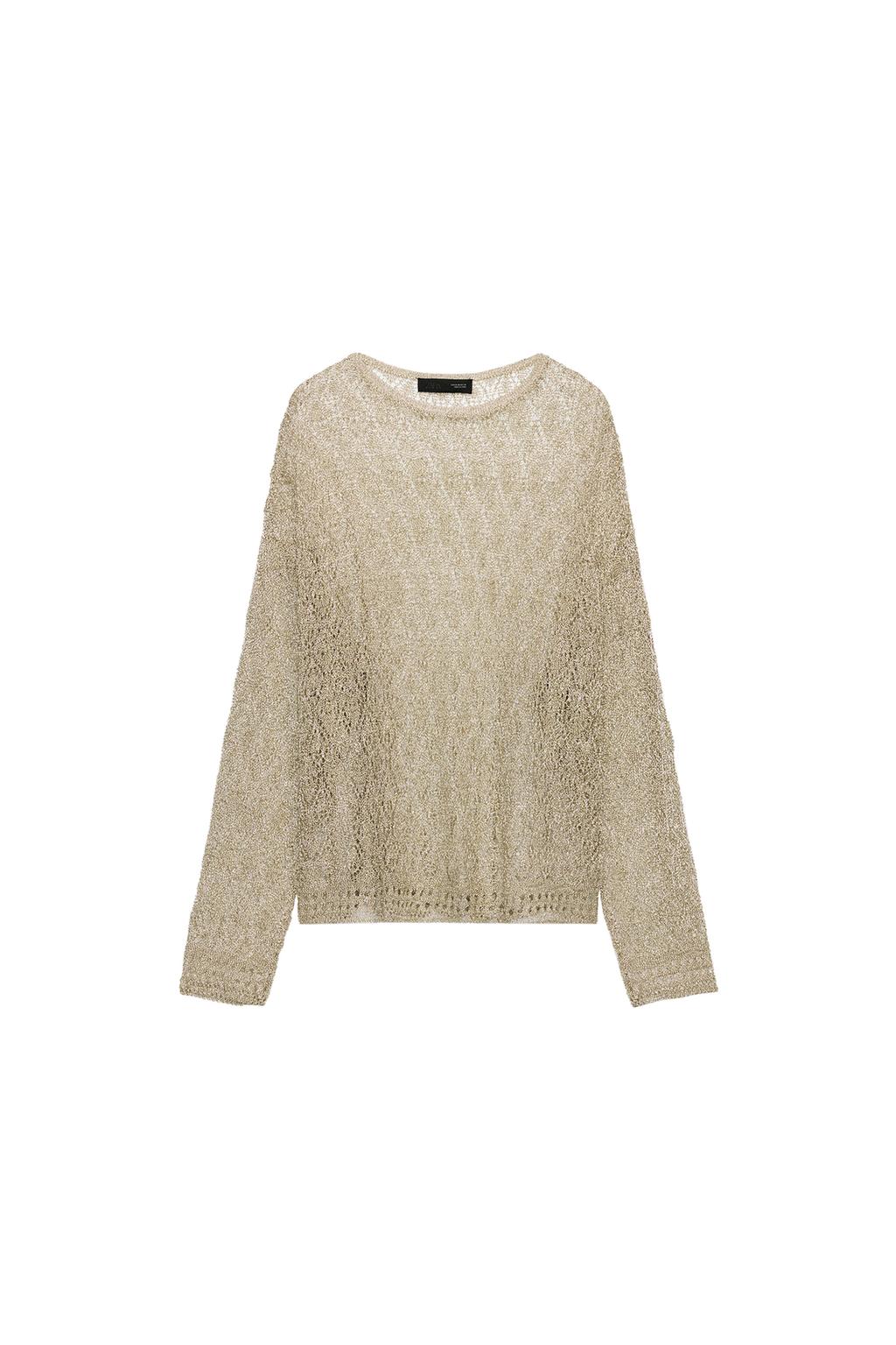 METALLIC THREAD POINTELLE KNIT JUMPER - image 3