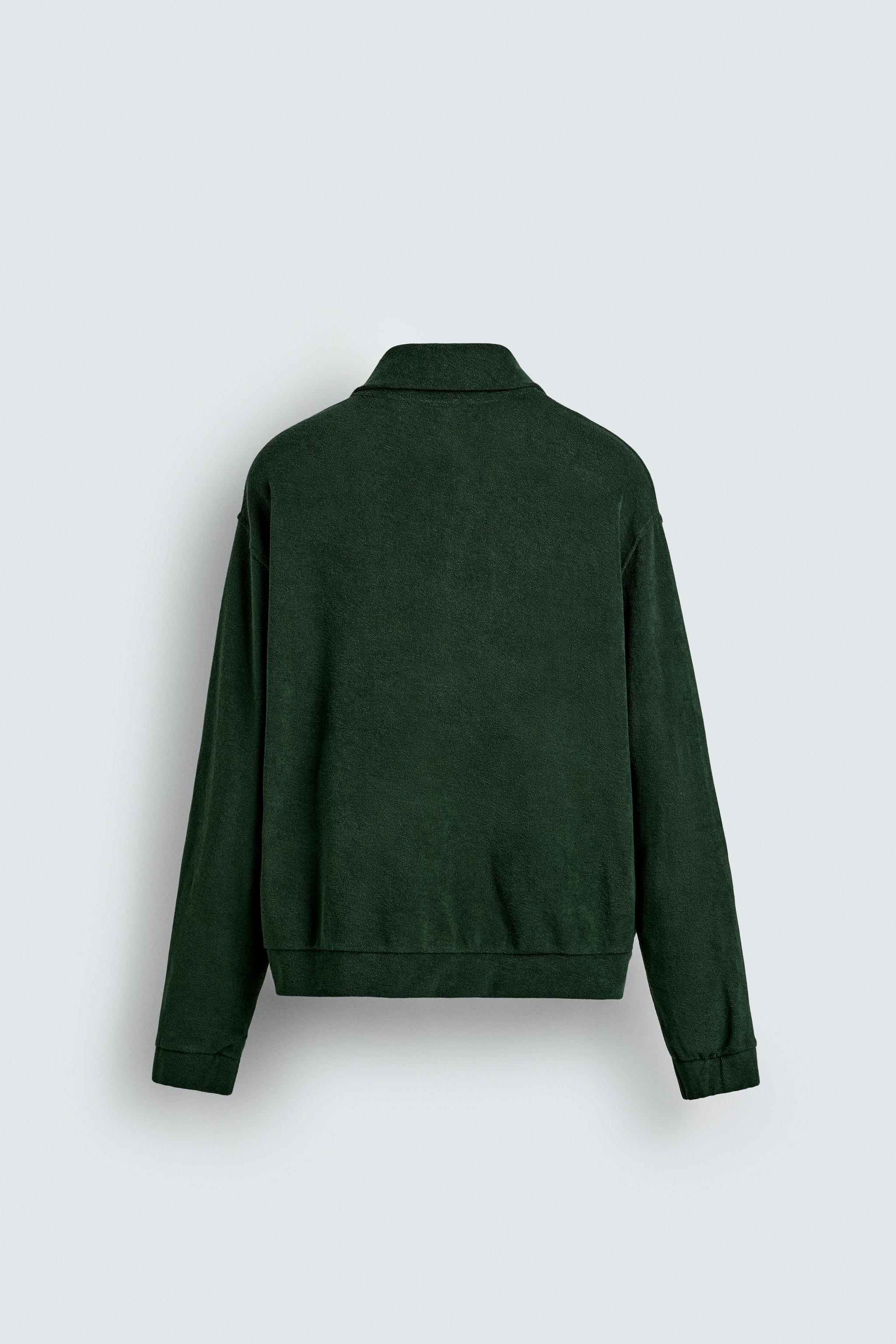 TOWEL ZIP-UP SWEATSHIRT - Bottle green | ZARA Mexico
