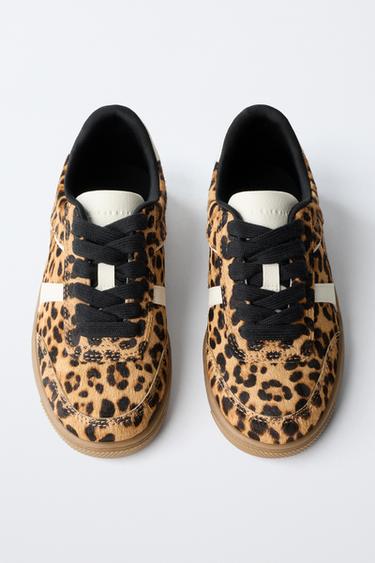 LEOPARD PRINT LEATHER SNEAKERS - Leopard by Zara - Image 4