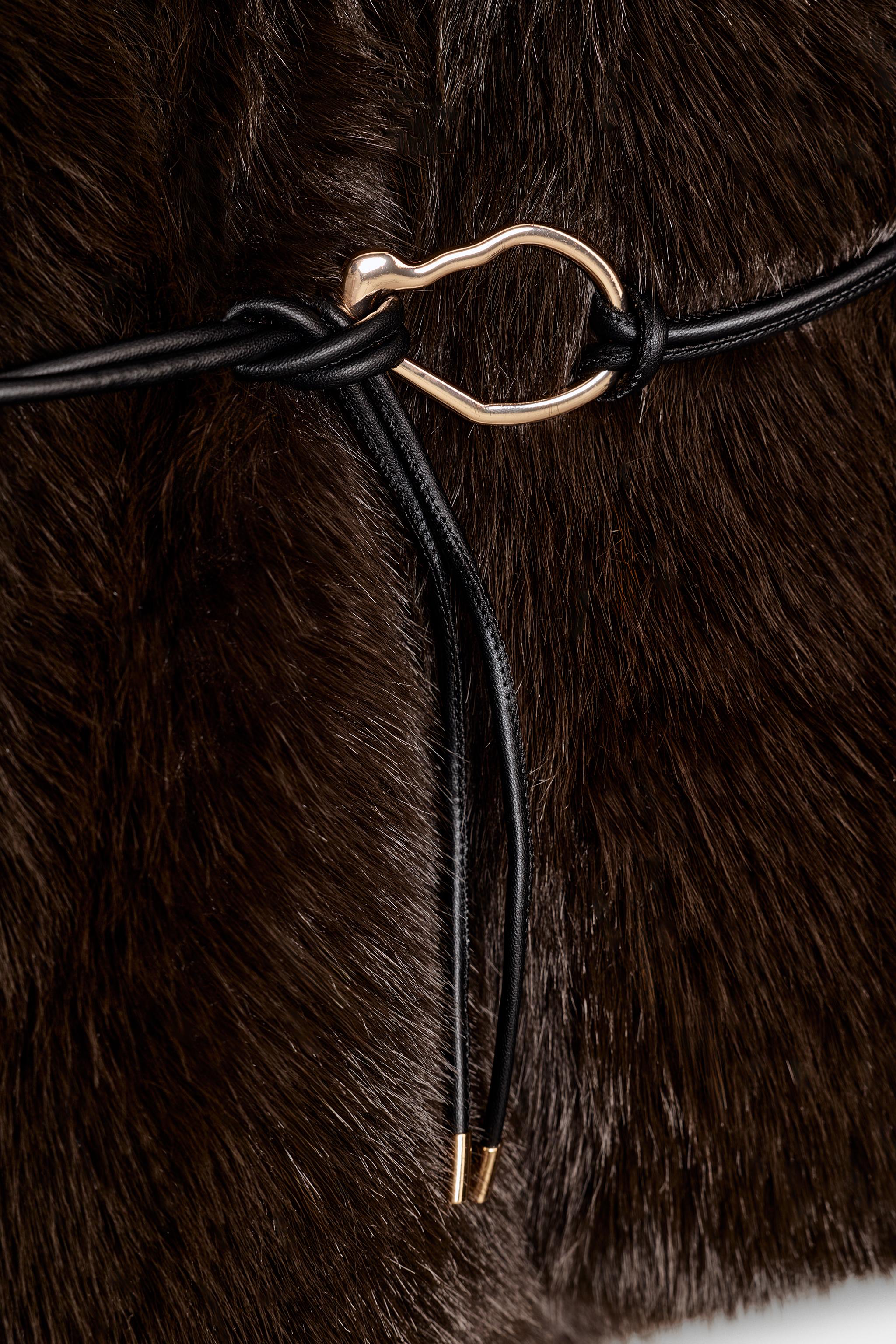 FAUX FUR COAT WITH BELT