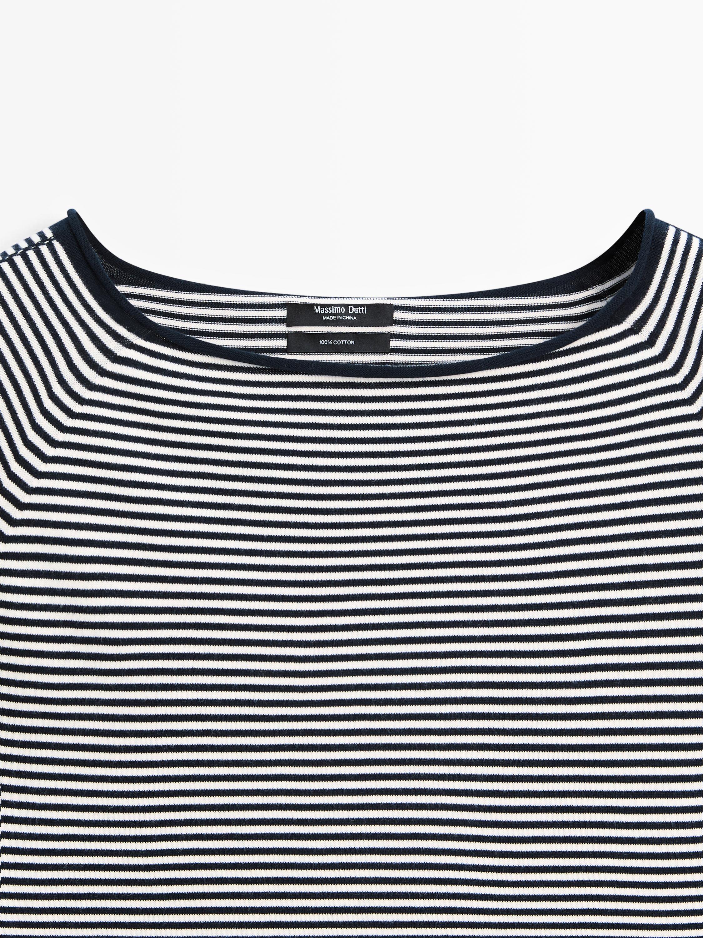 Pull en maille à rayures 100 % coton