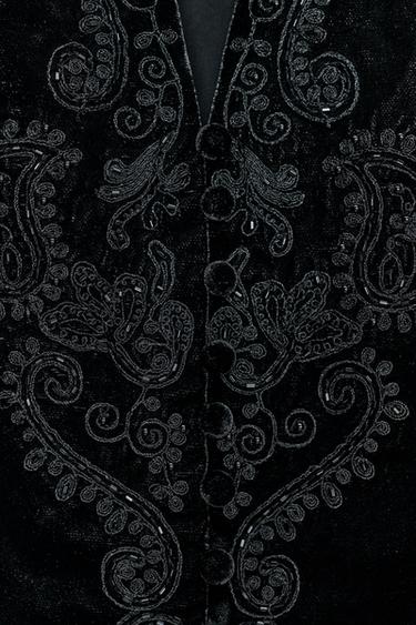 GILET BRODÉ VELOURS ZW COLLECTION ÉDITION LIMITÉE - Noir de Zara - Image 5