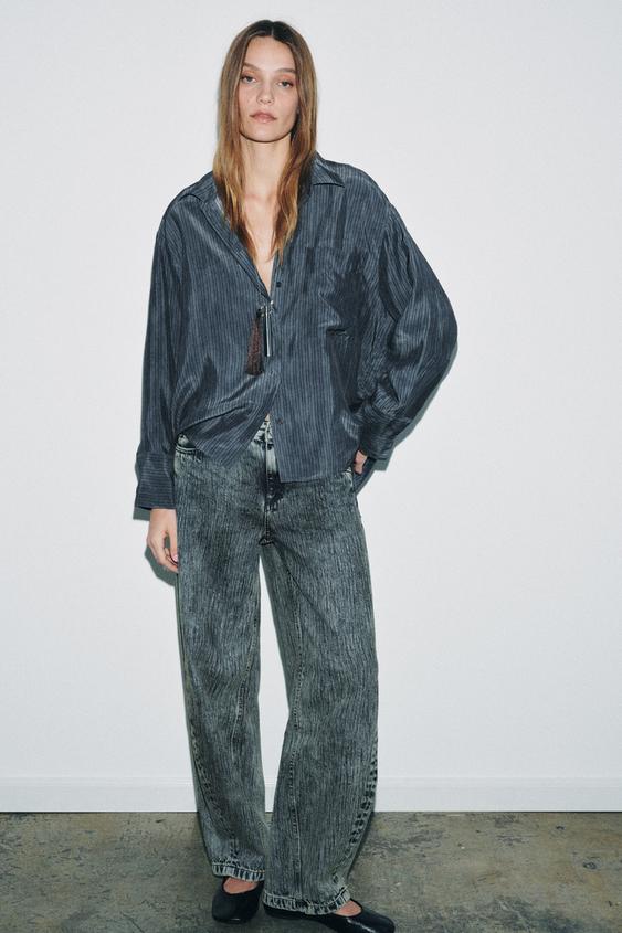 OVERSIZED FLOWY STRIPED SHIRT ZW COLLECTION