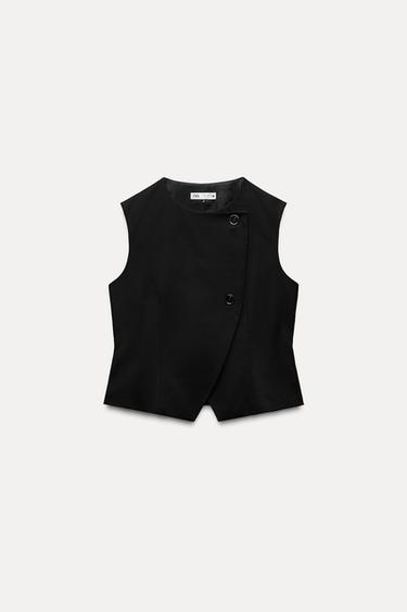 ZW COLLECTION BUTTONED WAISTCOAT TOP - Black by Zara