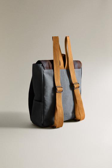 CHILDREN'S TARTAN CHECK BACKPACK - Brown-Blue by Zara - Image 1