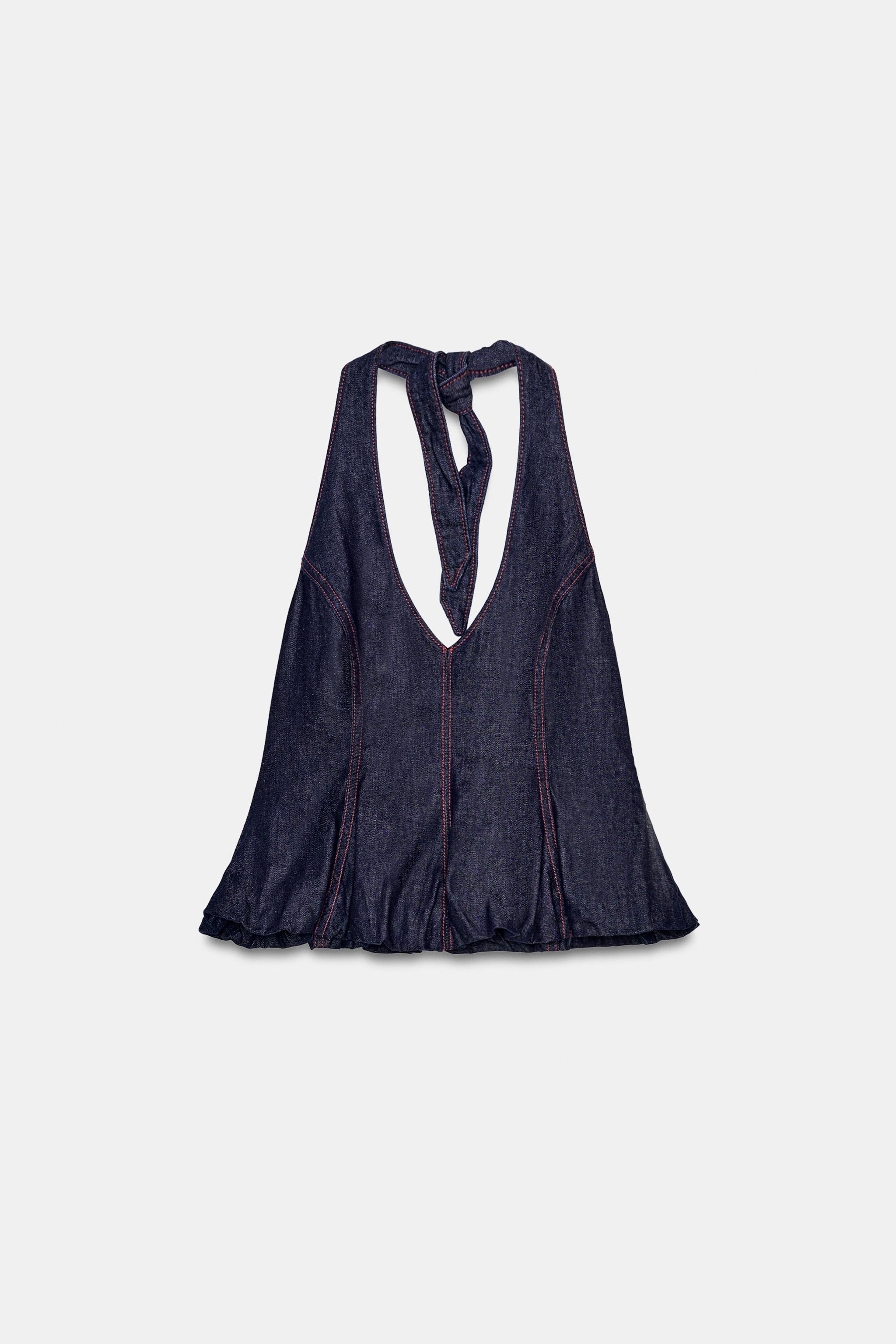 TOP Z1975 HALTER DENIM BALLON