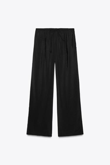 Zara FLOWY PANTS - Black