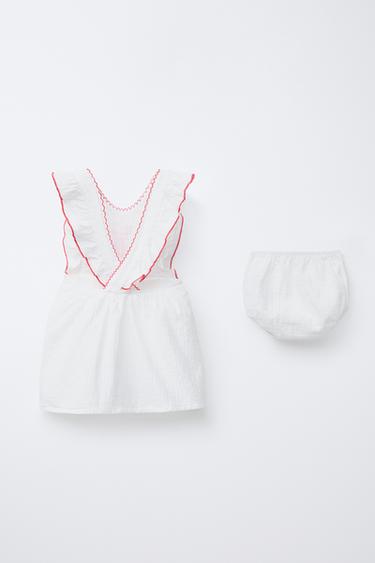 ROBE ET CULOTTE RUSTIQUE FLEUR BRODÉE - Blanc de Zara - Image 1