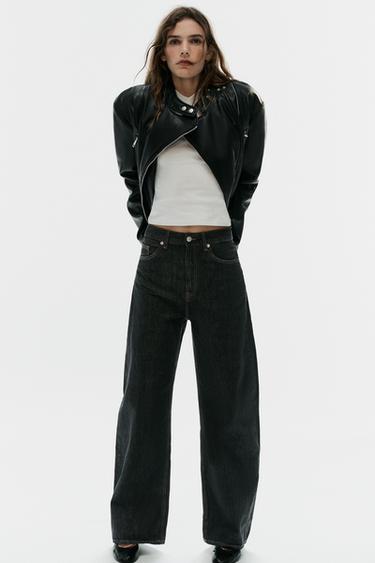 КУРТКА В БАЙКЕРСКОМ СТИЛЕ ИЗ ИСКУССТВЕННОЙ КОЖИ С ПОЯСОМ — ЧЕРНЫЙ от Zara