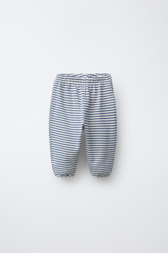 STRIPED JOGGING TROUSERS Ecru Blue ZARA India