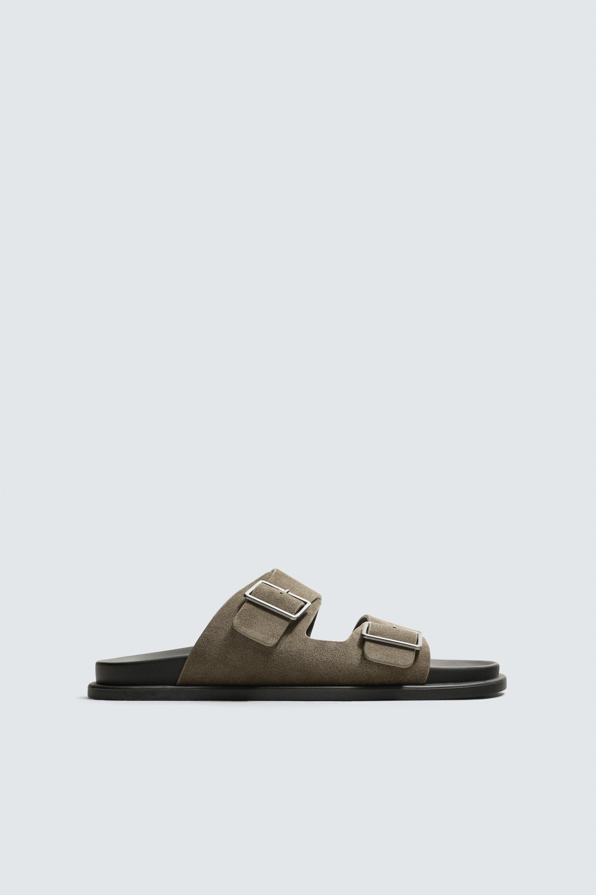 SANDALES EN CUIR DOUBLE BRIDE
