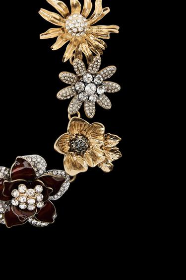 Zara FLOWER JEWEL GLITTER NECKLACE - Multicolored