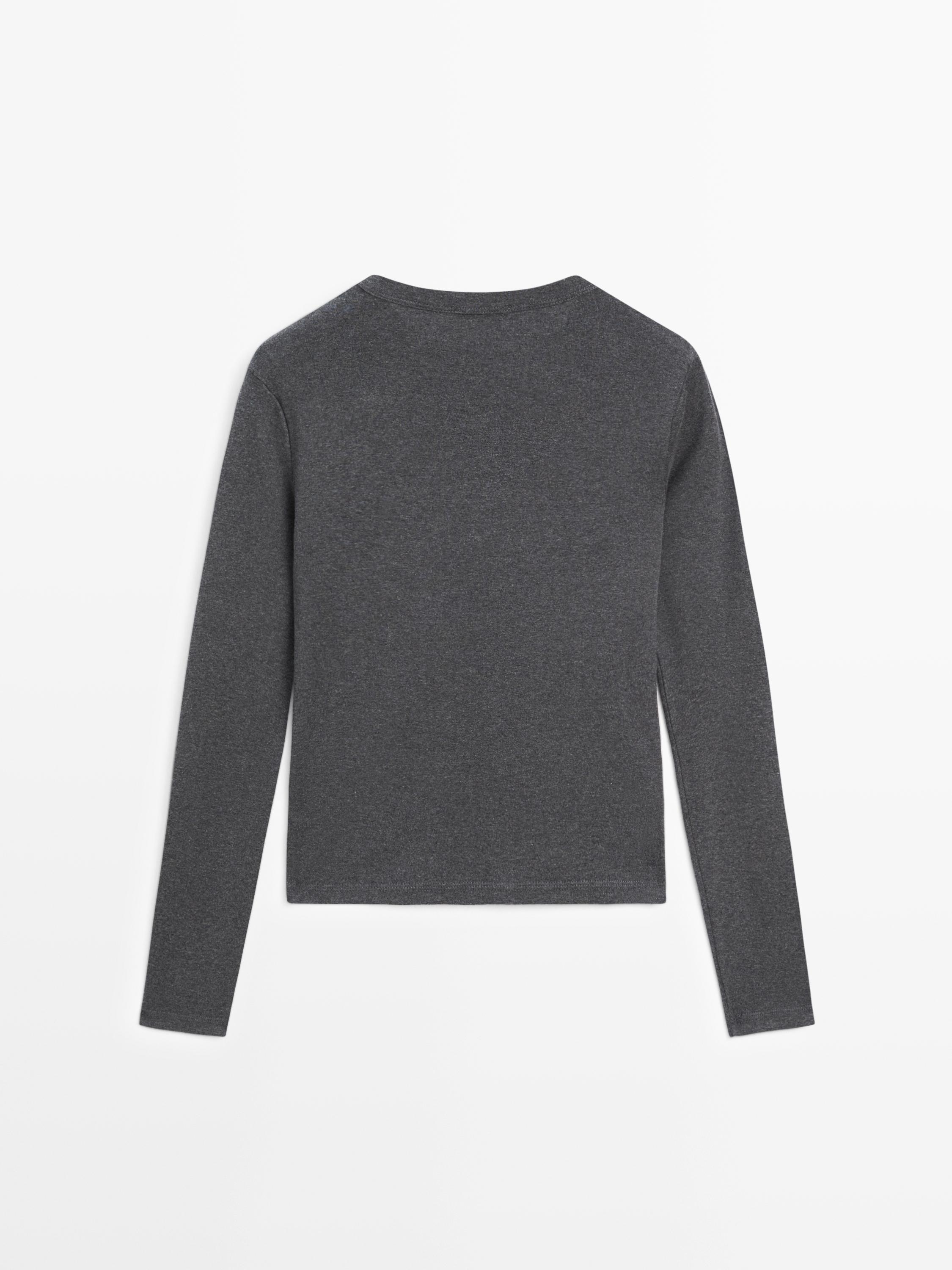 Ribbed long sleeve melange T-shirt