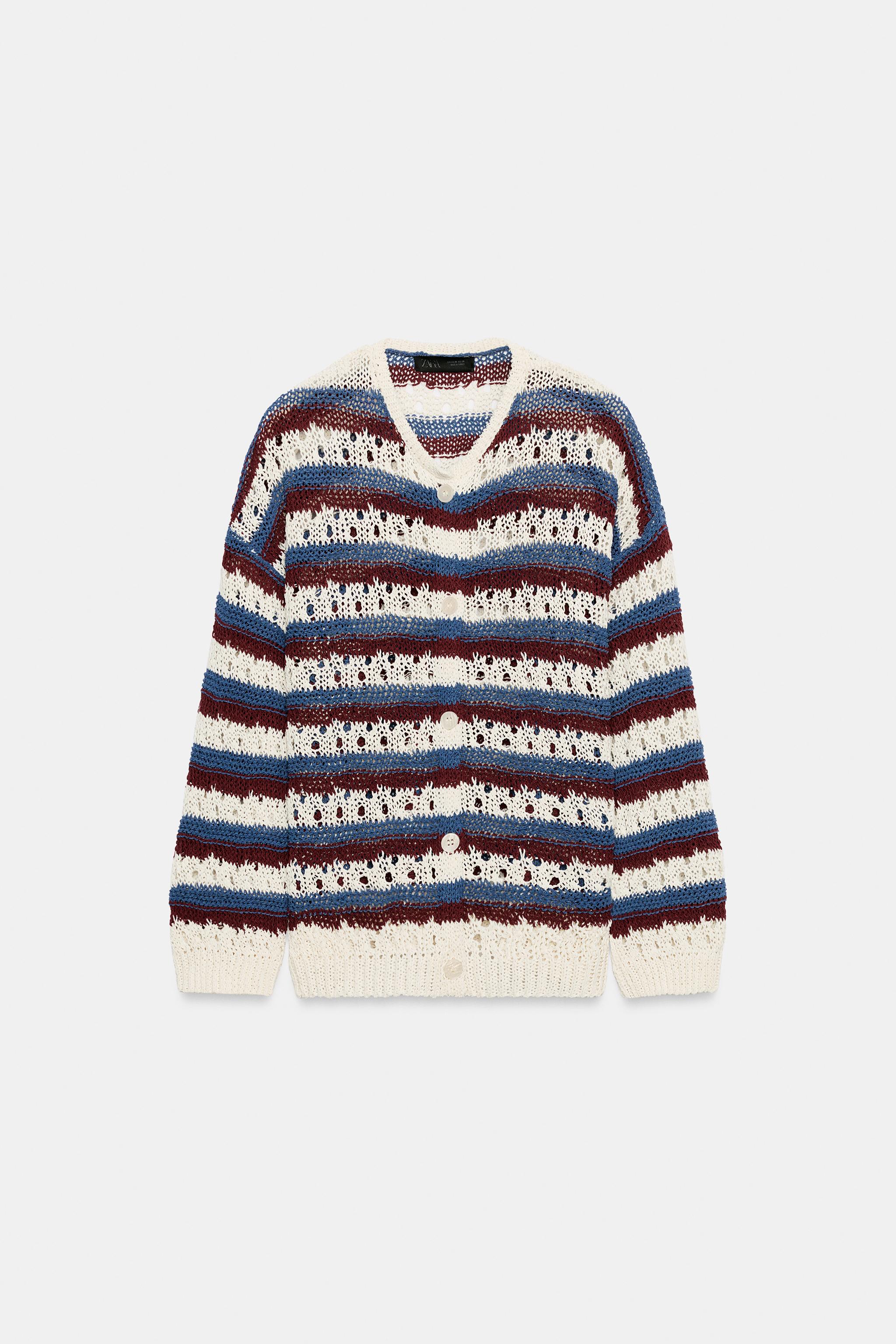 OPEN-KNIT STRIPED JACKET