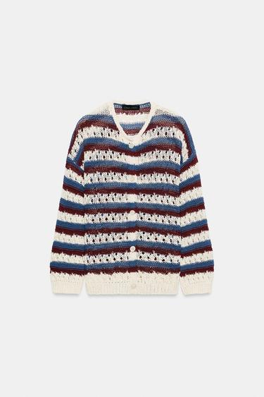 GILET RAYÉ EN MAILLE AJOURÉE - Multicolore de Zara - Image 6