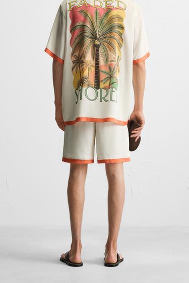 SATIN BERMUDA SHORTS WITH CONTRAST STRIPES - Orange by Zara - Image 2