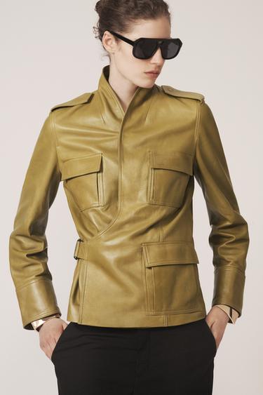 100% LEATHER JACKET - THE ITEM ZARA WOMAN - Olive green by Zara