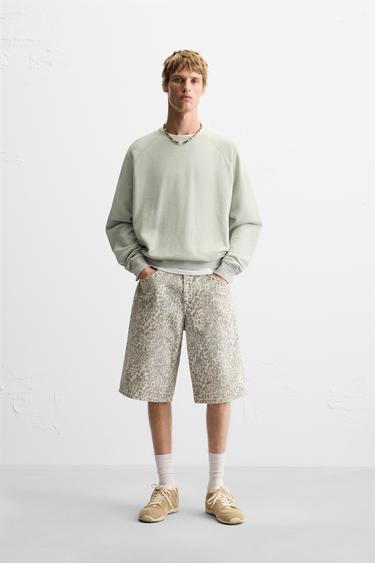 ANIMAL PRINT DENIM BERMUDA SHORTS - Leopard  by Zara - Image 0