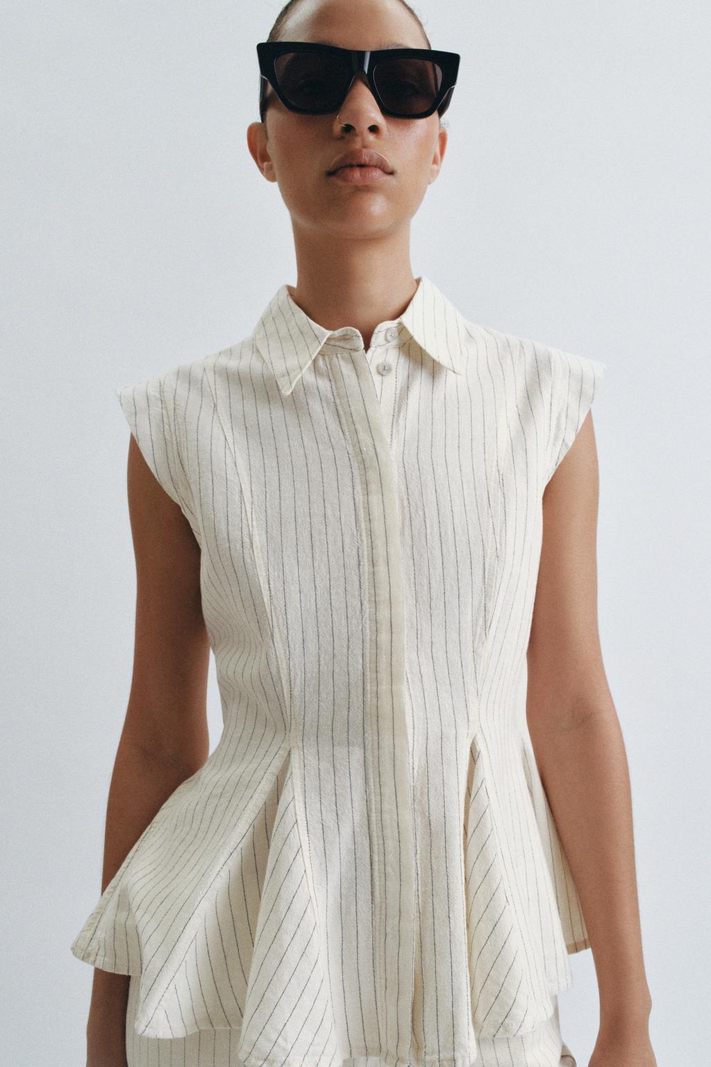 ZW COLLECTION STRIPED PEPLUM SHIRT