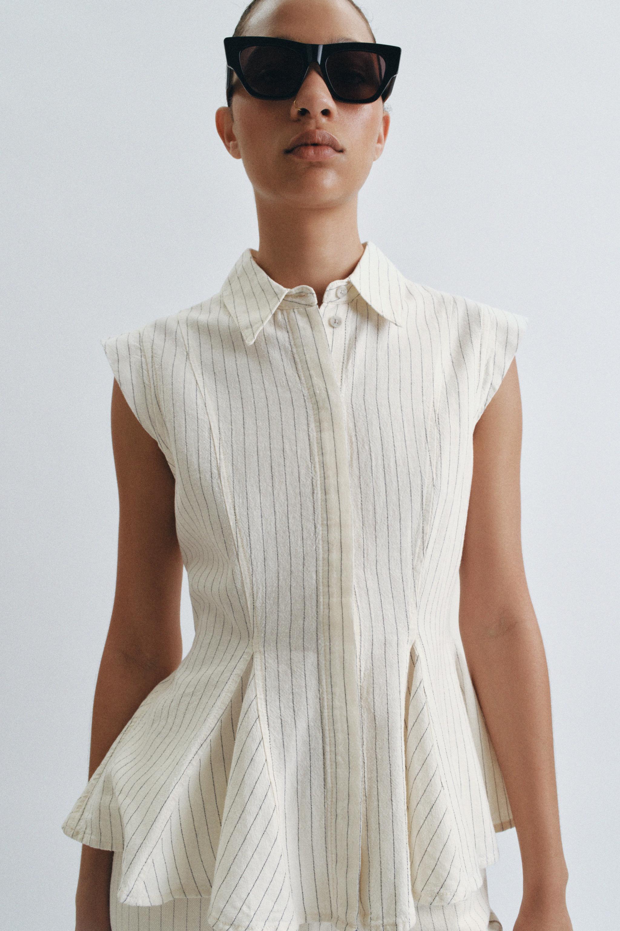 ZW COLLECTION PEPLUM ÇİZGİLİ GÖMLEK - Görsel 2