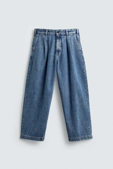 JEAN COUPE AMPLE À PLIS - Bleu clair de Zara - Image 7