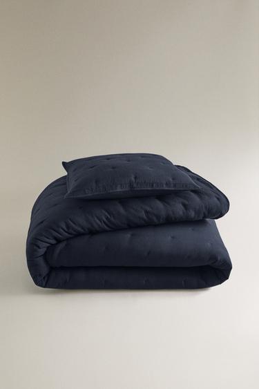 PUDEBETRÆK I MIKROFIBER TIL SENGETÆPPE - MIDNIGHT BLUE fra Zara - Billede 0