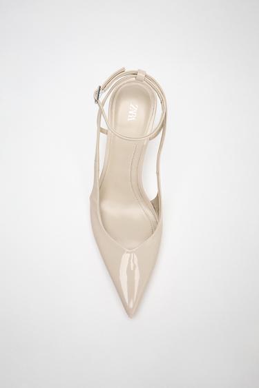 FAUX PATENT STRAPPY HIGH-HEEL SHOES - Ecru by Zara