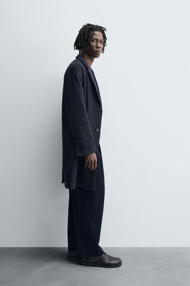 REGULAR FIT WOOL COAT - Navy blue by Zara - Image 3