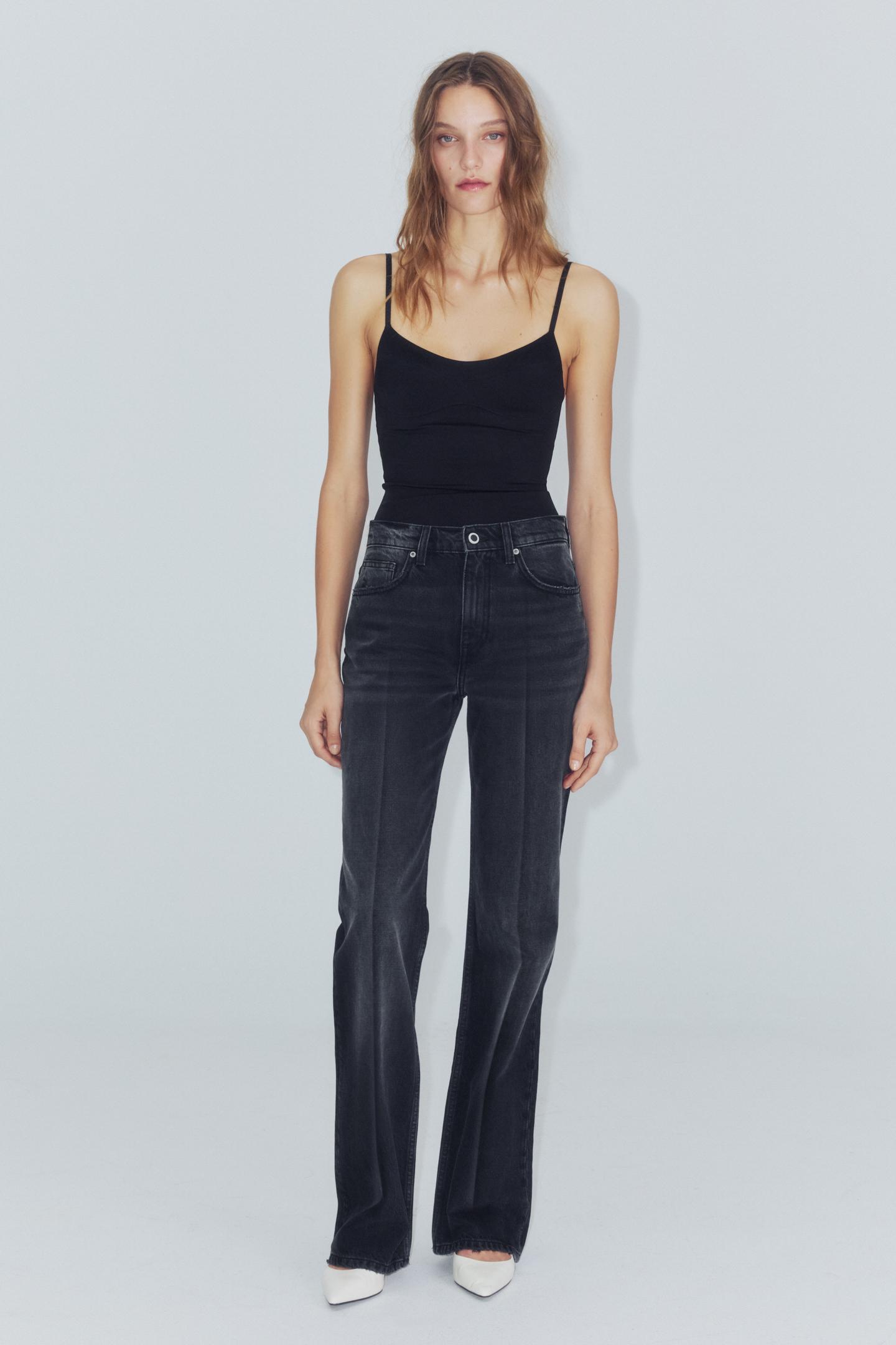 Женские джинсы Zara ZW Collection Mid-Rise Flare Fit, цвет: Чёрный — фото 1
