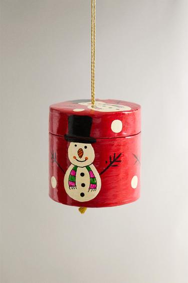 SNOWMAN BOX CHRISTMAS TREE DECORATION - Red by Zara
