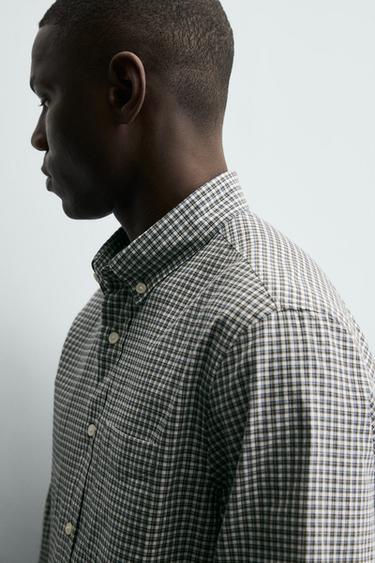 SOFT COTTON SHIRT - Grey / Blue by Zara - Image 4