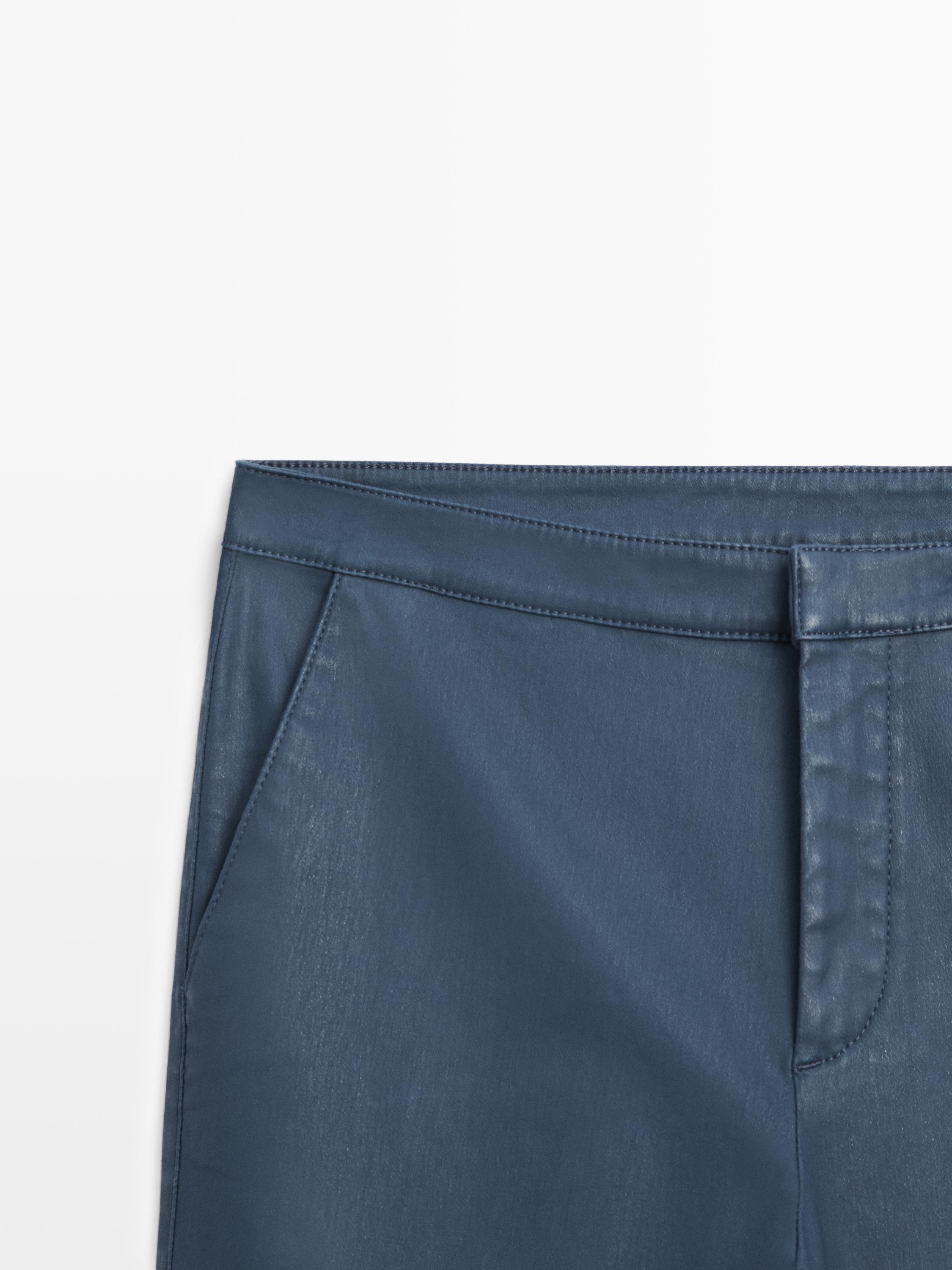 Pantalon flare cropped enduit