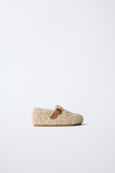 FAUX SHEARLING BAREFOOT SHOES - Ecru White by Zara
