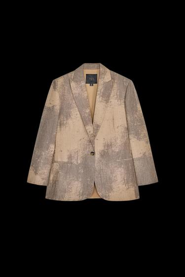 ZW COLLECTION MINIMAL PRINT BLAZER - Beige-brown by Zara - Image 0