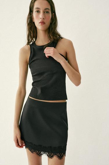 RIBBED SLEEVELESS TOP - Charcoal by Zara