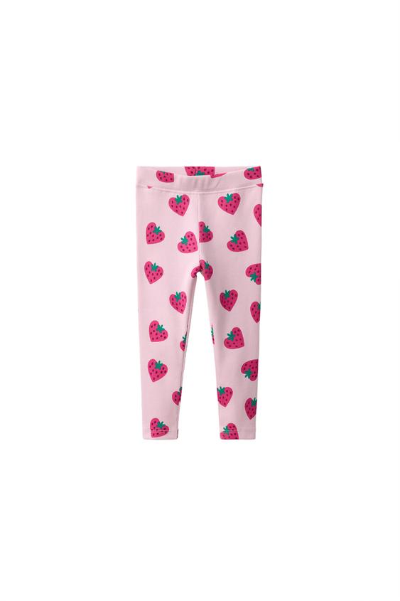 Zara STRAWBERRY RIBBED LEGGINGS - Pink - Image 0