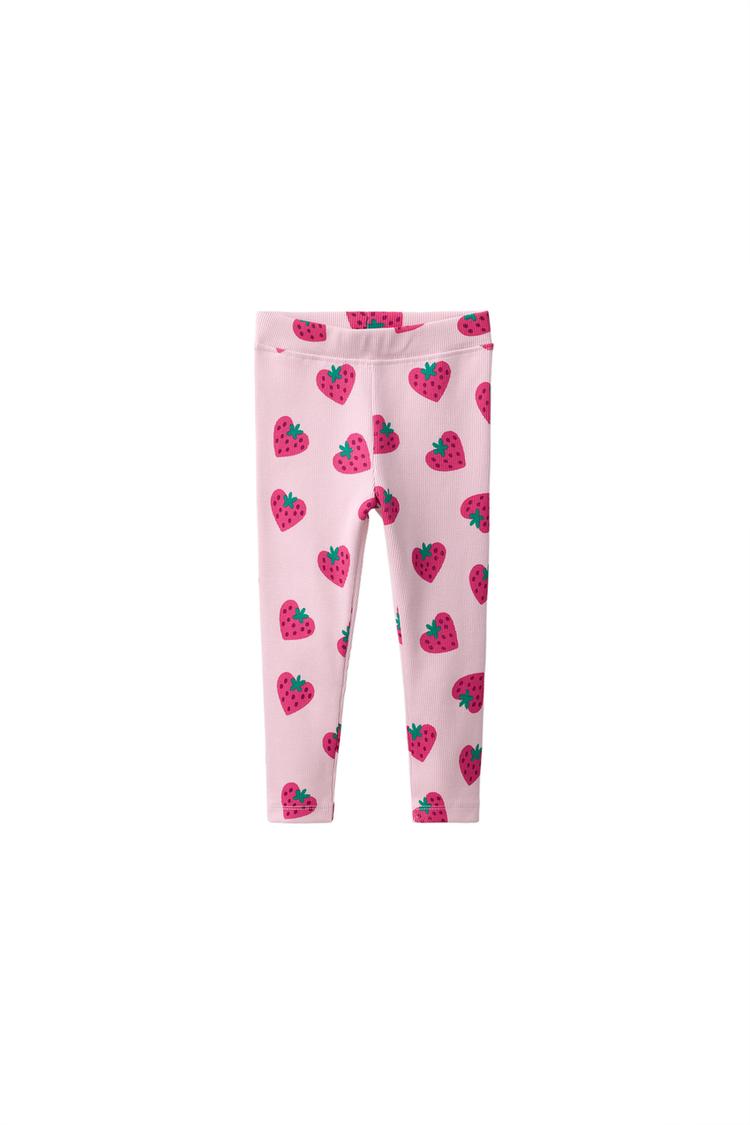 RIBBED ANIMAL PRINT LEGGINGS — Pink