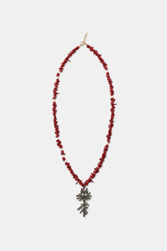 LONG CORAL NECKLACE - Anthracite grey by Zara - Image 0