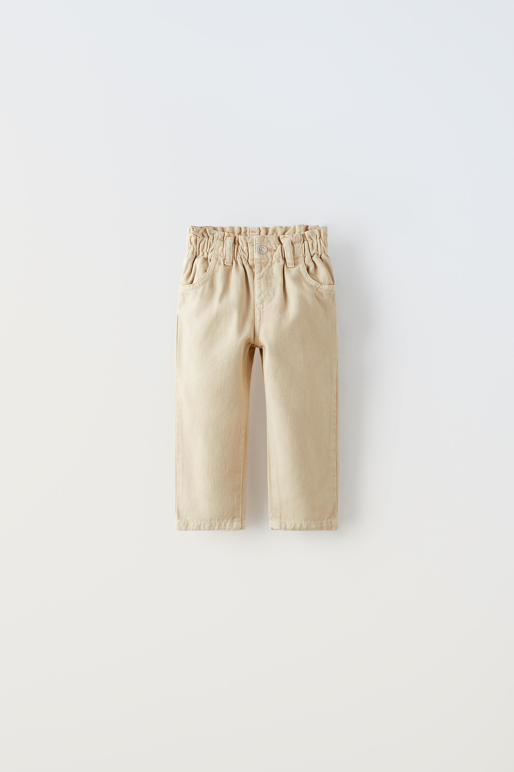 Zara Pants Size Small Soft tan joggers Paper bag - Depop