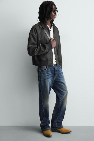 LEATHER EFFECT BOMBER JACKET - Black by Zara - Image 4