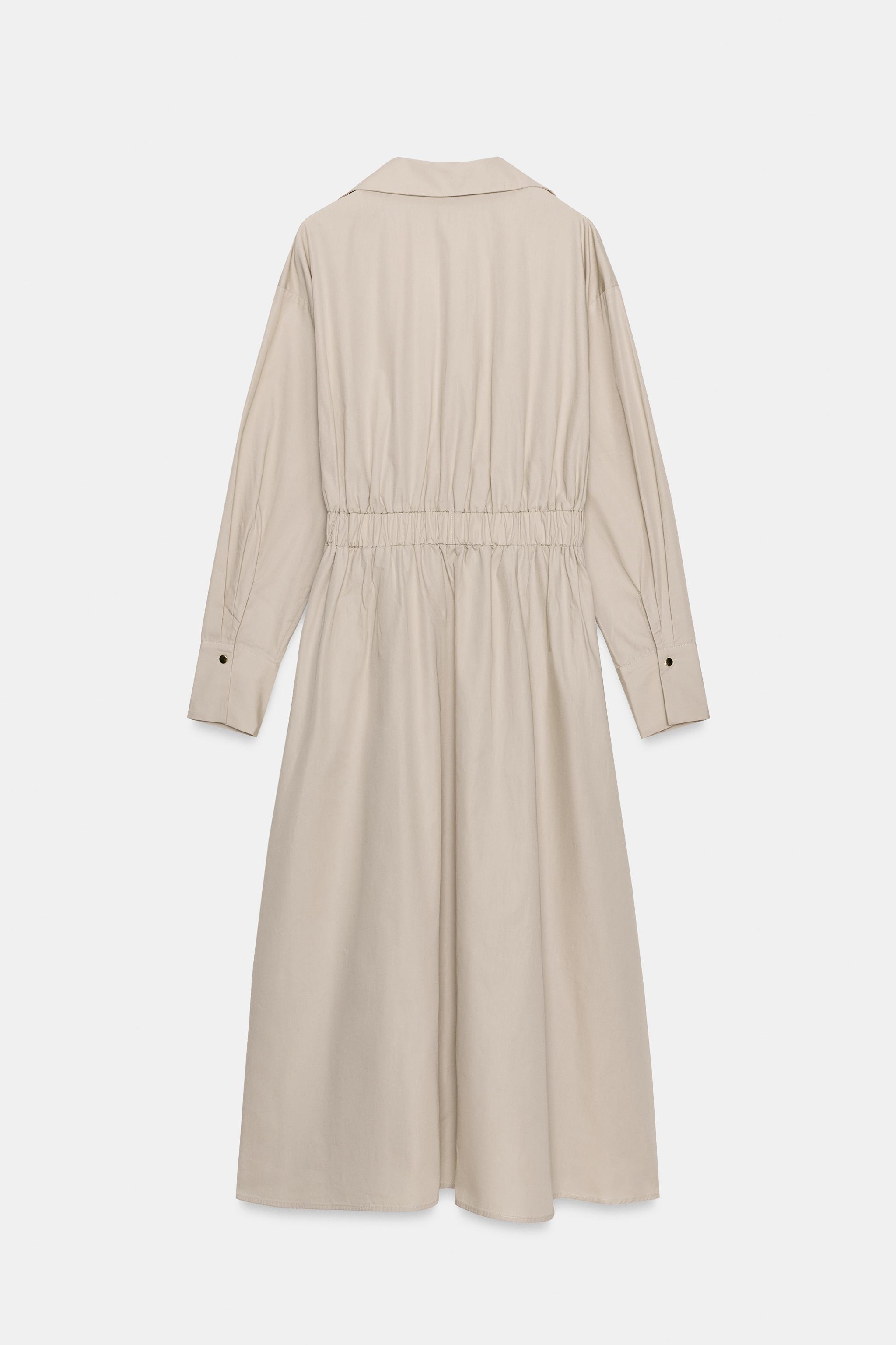BELTED MIDI DRESS - Beige | ZARA United States BELTED MIDI DRESS - Beige | ZARA United States